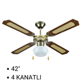 Queen 42'' 4 Kanatlı Işıklı Tavan Vantilatörü